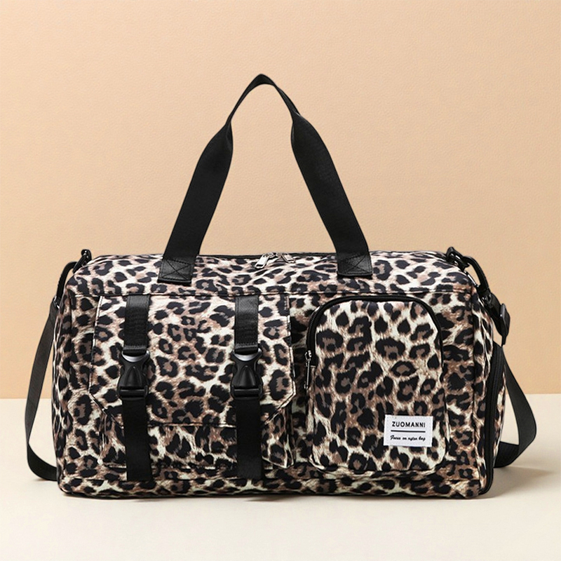 Weekender Bag Duffle - Fashionable Leopard Print Sports Gym Bag